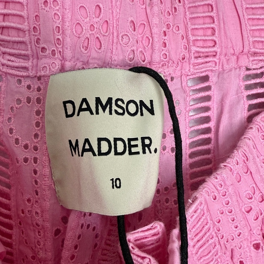 Damson Madder Alys Vacation Pant Pink Eyelet Organic Cotton 10 Medium NWT - Picture 6 of 9